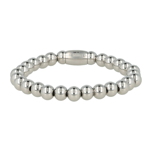 Stainless steel armband met 8mm Glanzende Kralen