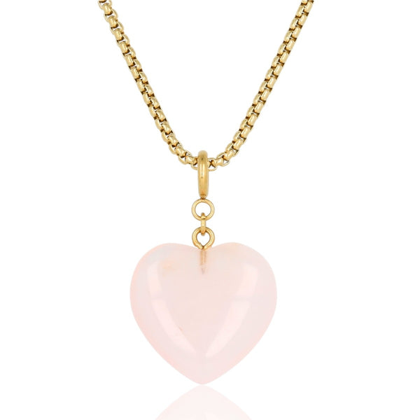 Box ketting 80cm met Rose Quartz Hart