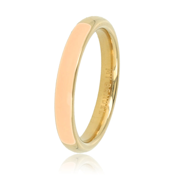 Gouden ring - half epoxy oranje - 3mm breed - stijlvol