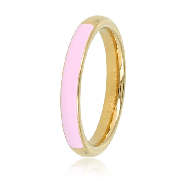 Gouden ring - half epoxy lila - 3mm breed - stijlvol ring