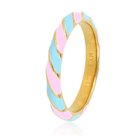 Gold ring - blue and lilac epoxy - 3mm wide - trendy