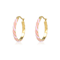 Radiant Golden Earrings with Pink and Lilac Epoxy