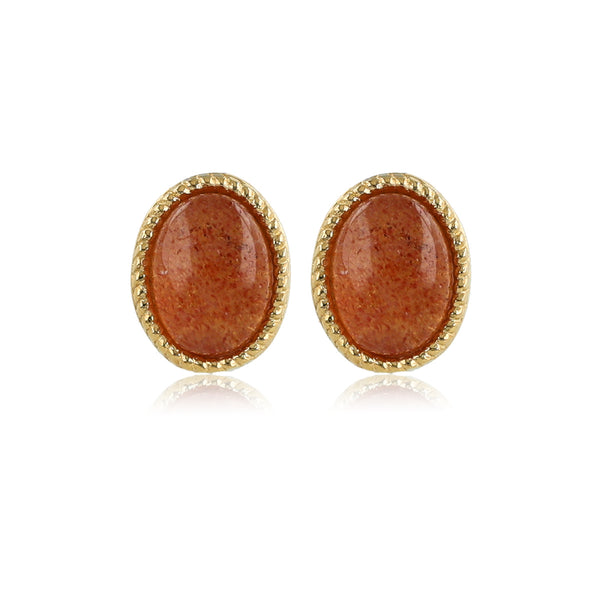 Stralende Gouden Oorstekers met Berry Quartz