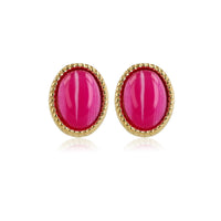 Elegant Gold Stud Earrings with Rose Stripe Agate