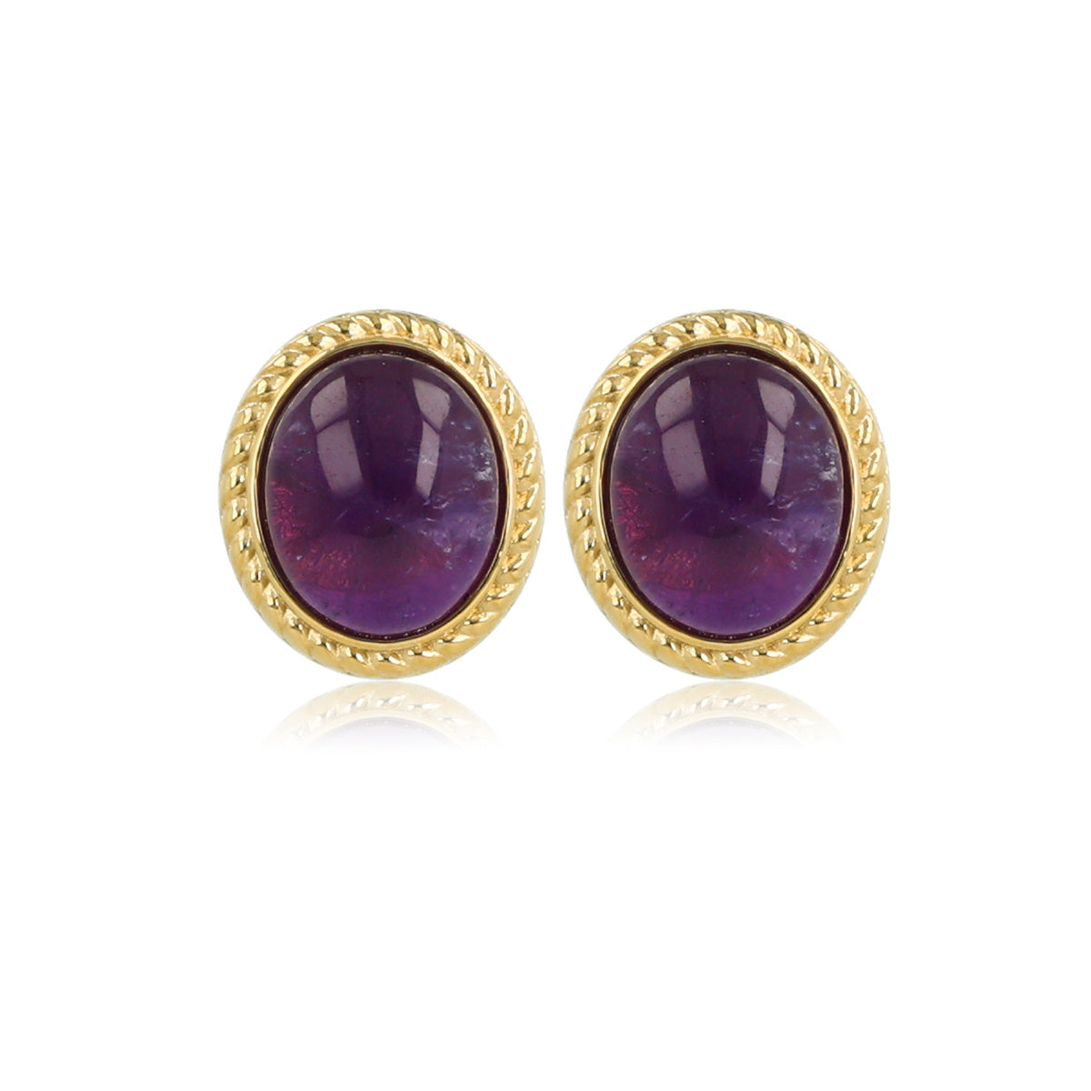 Gouden Vintage Oorbellen met Amethyst Edelsteen