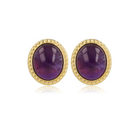 Gouden Vintage Oorbellen met Amethyst Edelsteen