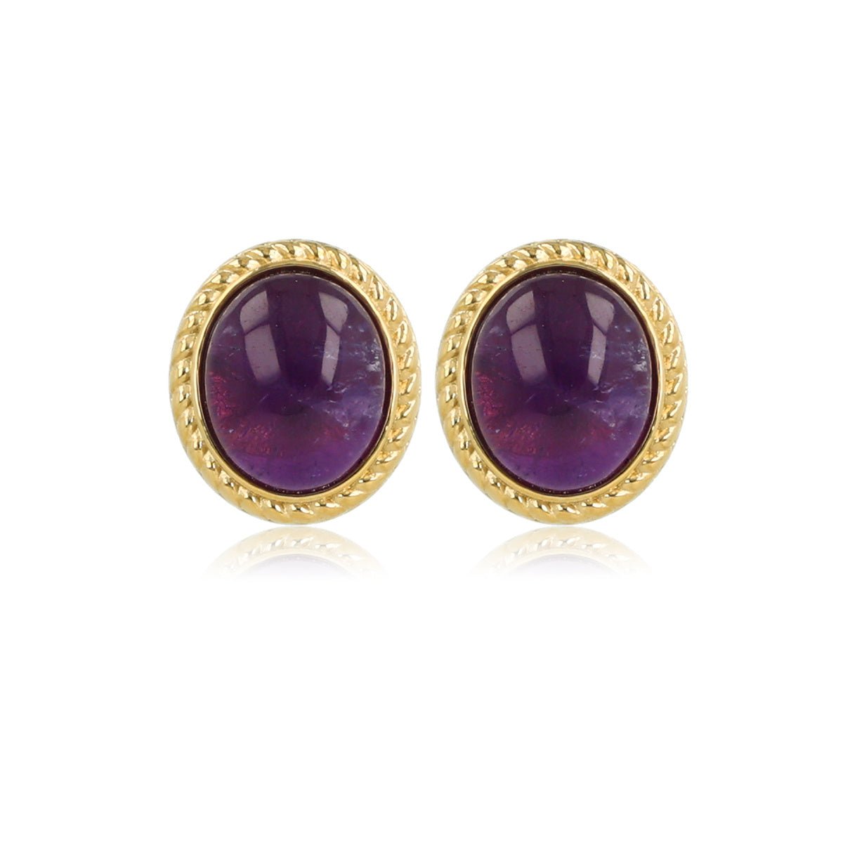 Gouden Vintage Oorbellen met Amethyst Edelsteen - My Bendel