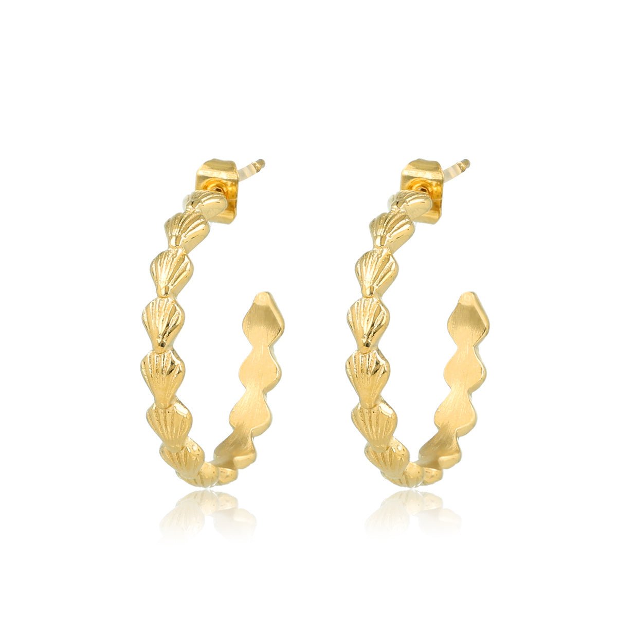 Zomerse Gouden Oorsteker met Schelpen - My Bendel