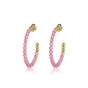 Stralende Gouden Hoepels met Fuchsia Glasstenen