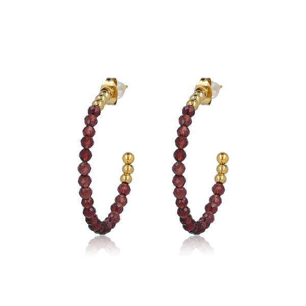Purple Glass Stone: Golden Earrings with Sparkling Glass Stones