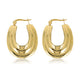 Golden Oval Ribbed Earrings - Playful Elegance 25mm