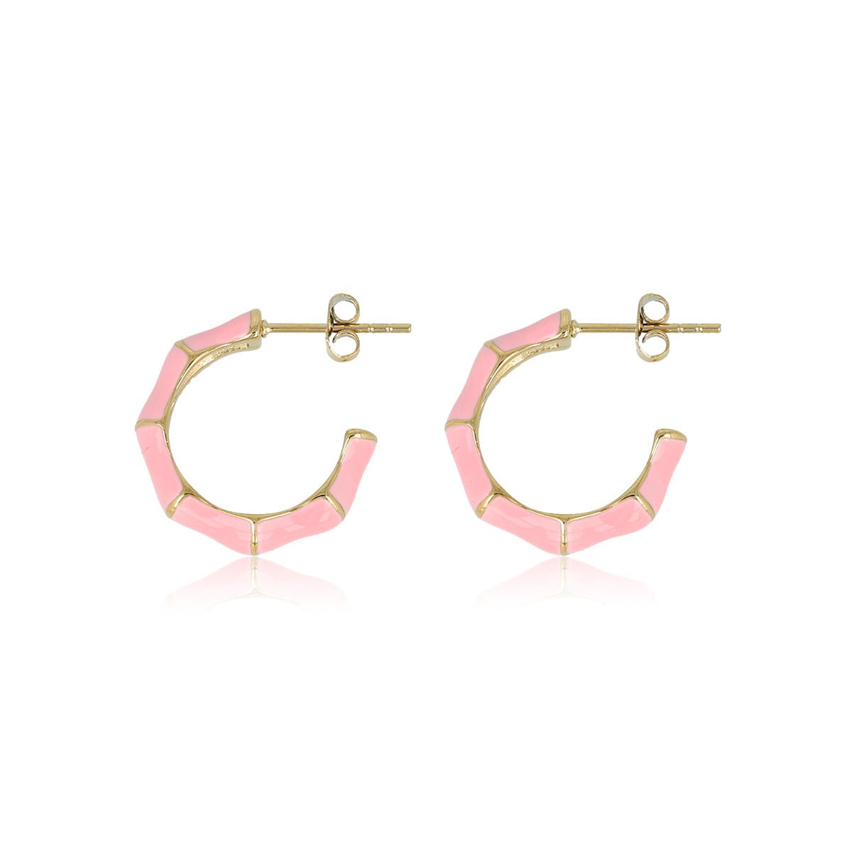 Roze Epoxy Gouden Oorsteker: Elegant en Uniek Design - My Bendel