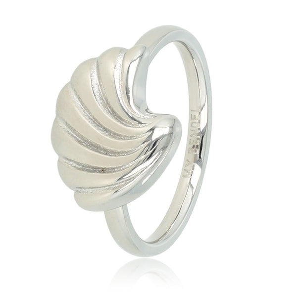 Zilveren schelp ring - Elegant en verfijnd - 15 mm groot