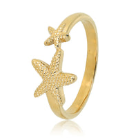 Gold ring - two gold starfish - summery look