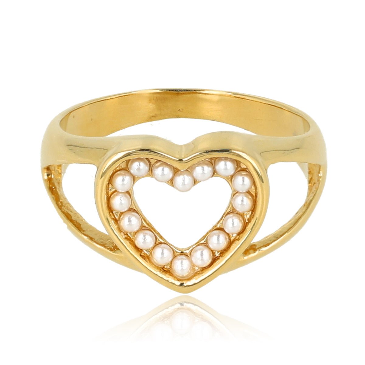 Gouden hartenring met parels - Elegant en sprankelend ontwerp - My Bendel