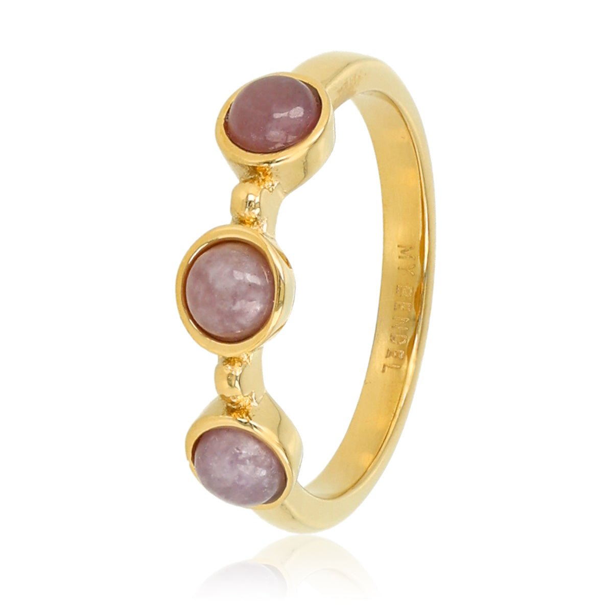 Gouden ring - Drie Lilac Quartz edelstenen - Tijdloze eyecatcher - My Bendel