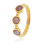 Gold ring - Three Lilac Quartz gemstones - Timeless eyecatcher