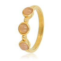 Golden ring - Three Rose Quartz gemstones - Timeless charm