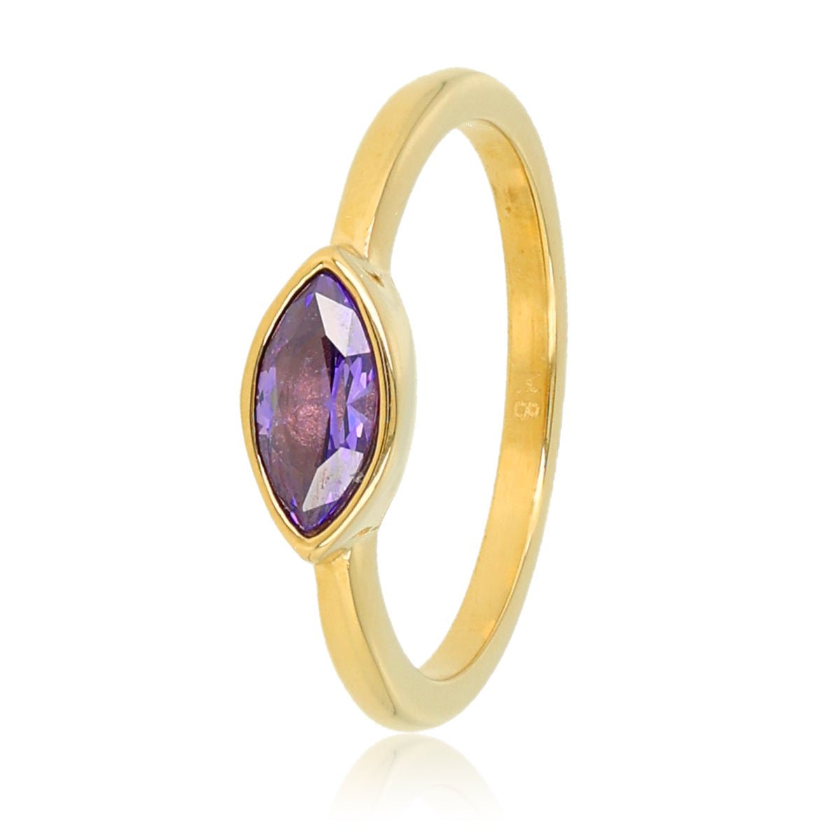 Gouden ring - paarse glassteen - vintage uitstraling - My Bendel