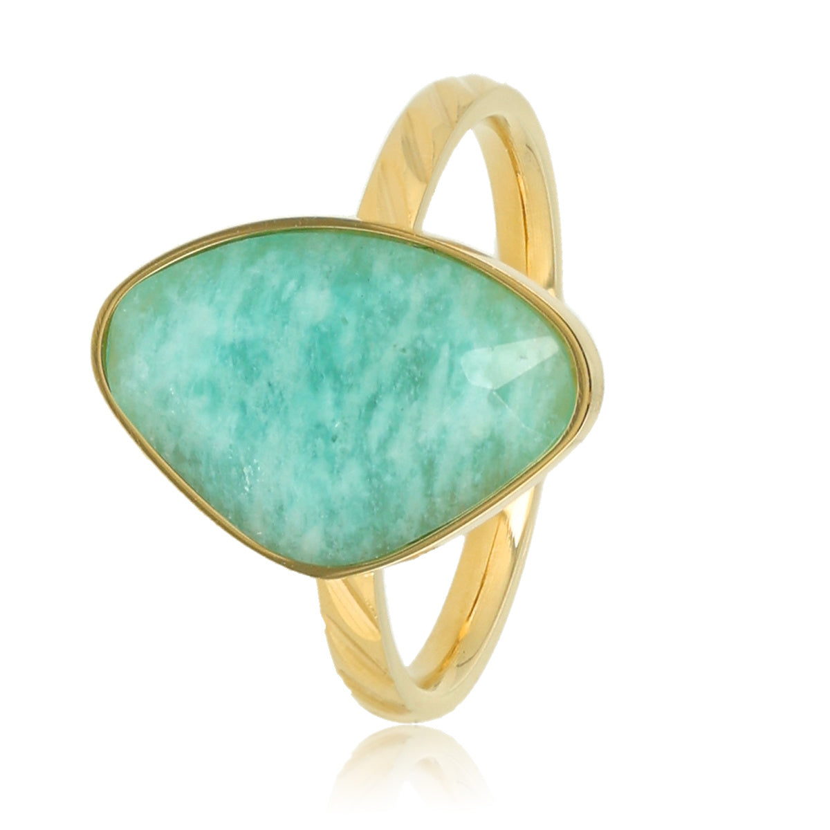 Golden ring - Amazonite gemstone - Unique and elegant