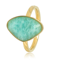 Golden ring - Amazonite gemstone - Unique and elegant