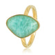 Golden ring - Amazonite gemstone - Unique and elegant