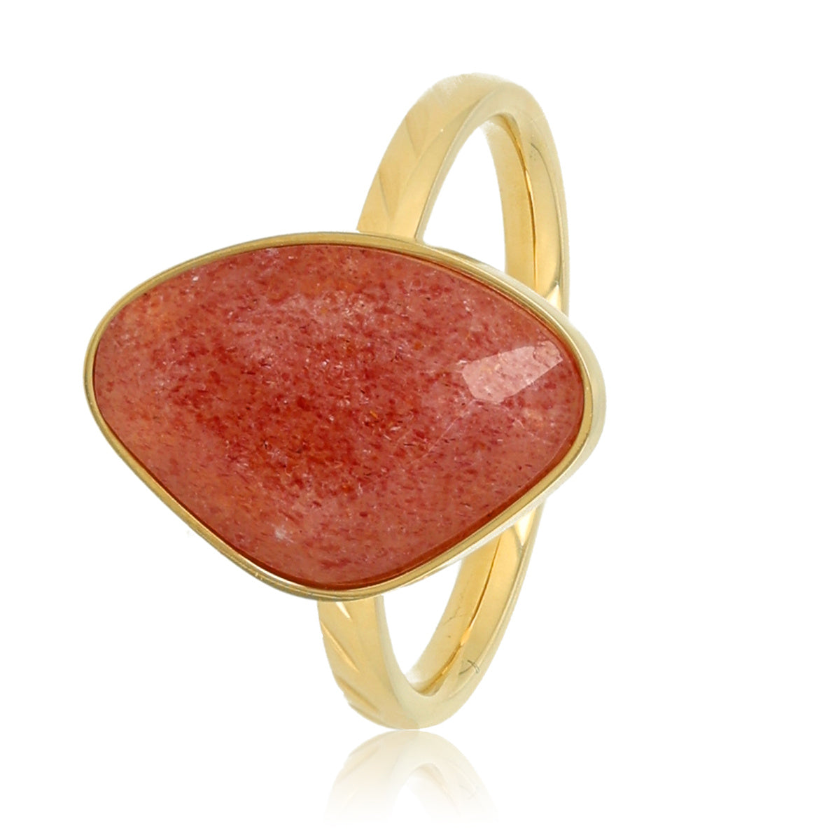 Goldener Ring - Beerquarz Edelstein - Kreative Form