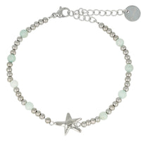Silbernes Armband mit Seestern und Amazonit-Edelsteinen