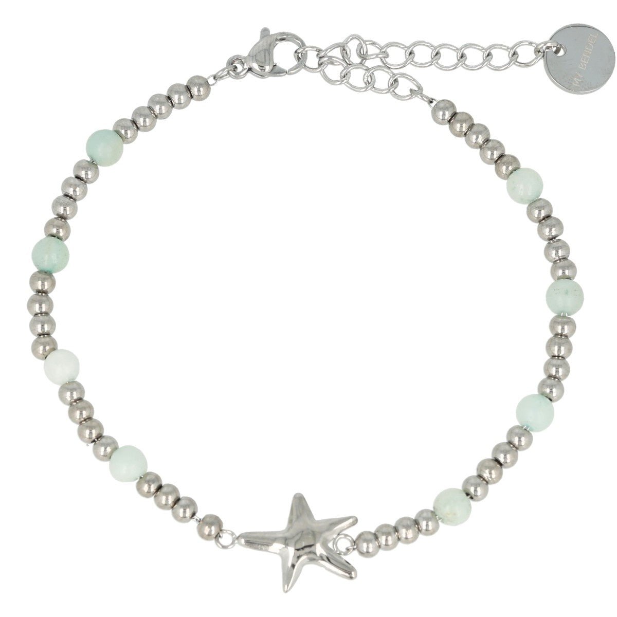Zilveren armband met zeester en Amazonite edelstenen - My Bendel