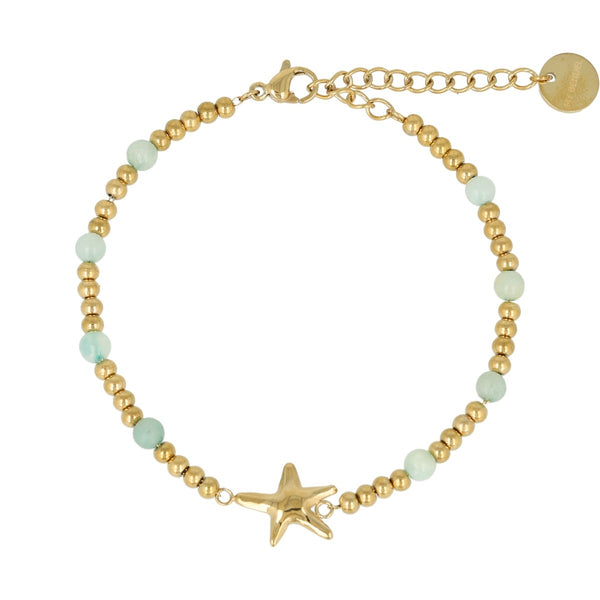 Gouden Armband met Zeester en Amazonite Edelstenen