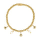 Gold charm bracelet with pearls and shells