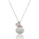 Silberne Kette mit Muschel, Rosenquarz & Fluorit Edelsteinen