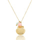 Gouden Ketting met Schelp, Rose Quartz & Fluorite Edelstenen