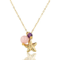 Gouden ketting met zeester en kleurrijke glasstenen