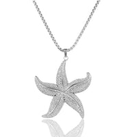 Lange zilveren ketting met zeester bedel