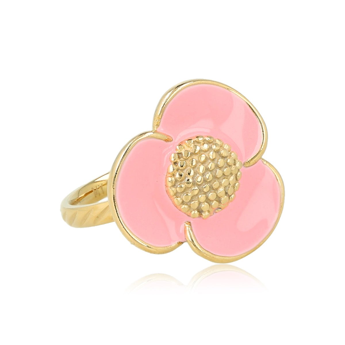 Gouden bloemring - Roze epoxy - Speels en stijlvol - My Bendel