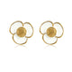 Radiant Golden Ear Stud with White Epoxy Flower Detail