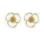 Radiant Golden Ear Stud with White Epoxy Flower Detail