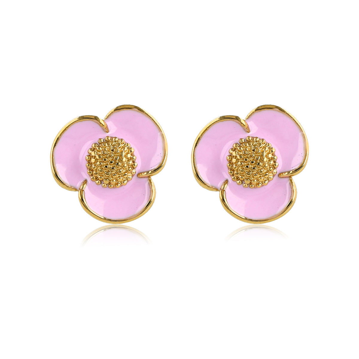 Purple Epoxy Flower Earrings: Gold - Nickel-free