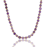 Gouden Lange Ketting met Amethyst Kralen