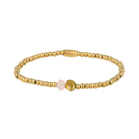 Rose Quartz Bracelet with Golden Beads and Shell