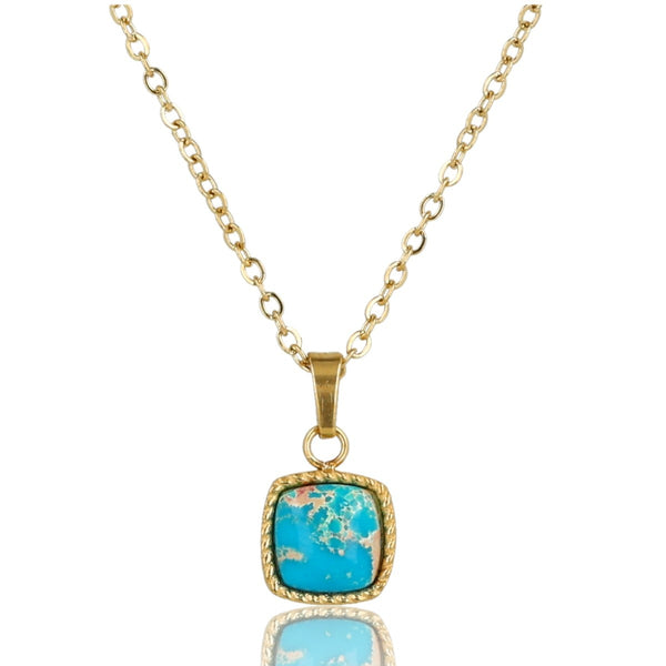 Gouden Ketting met Vierkante Imperial Jasper Hanger
