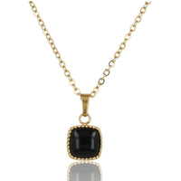 Gold Chain with Square Onyx Pendant