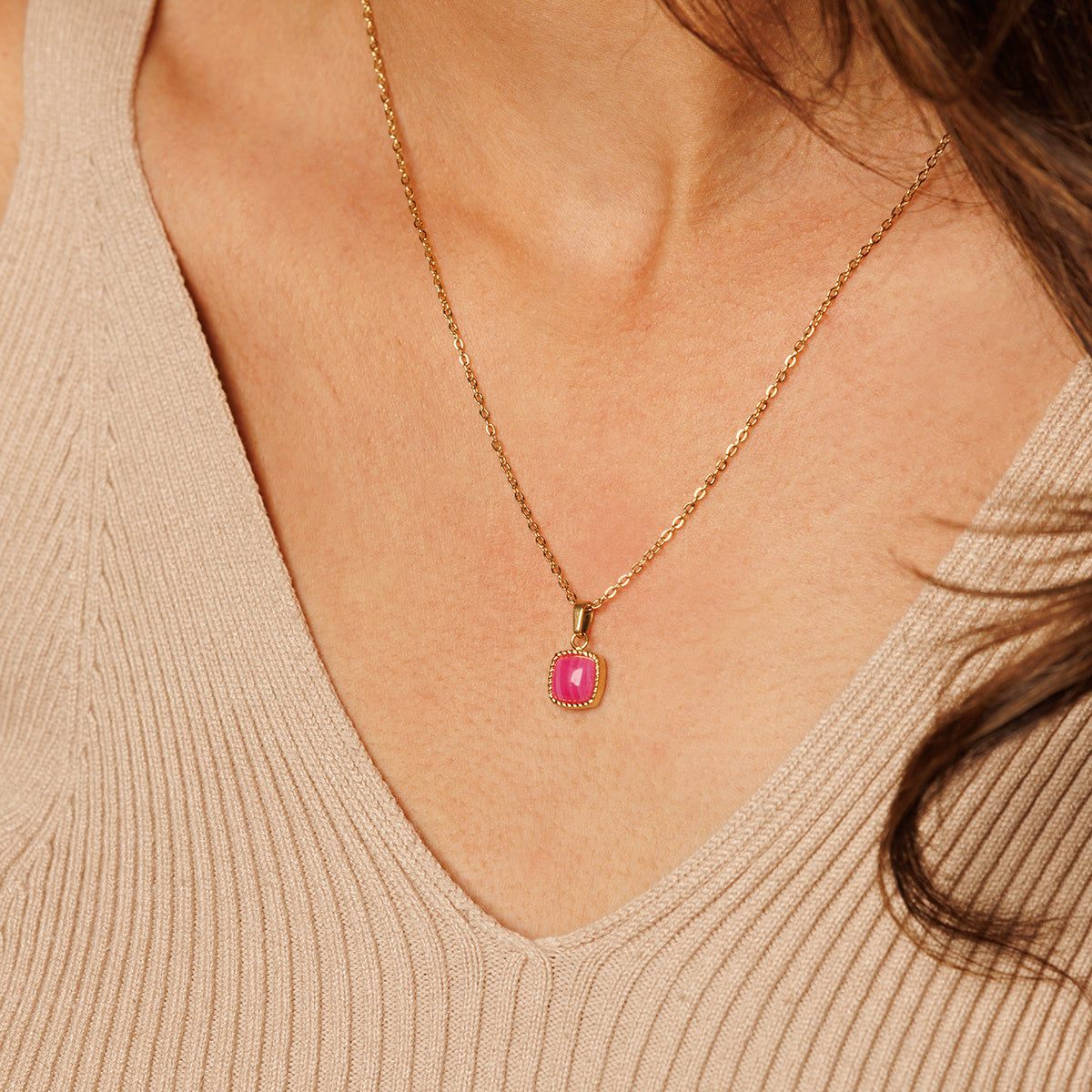 Ketting met Rose Stripe Agate hanger