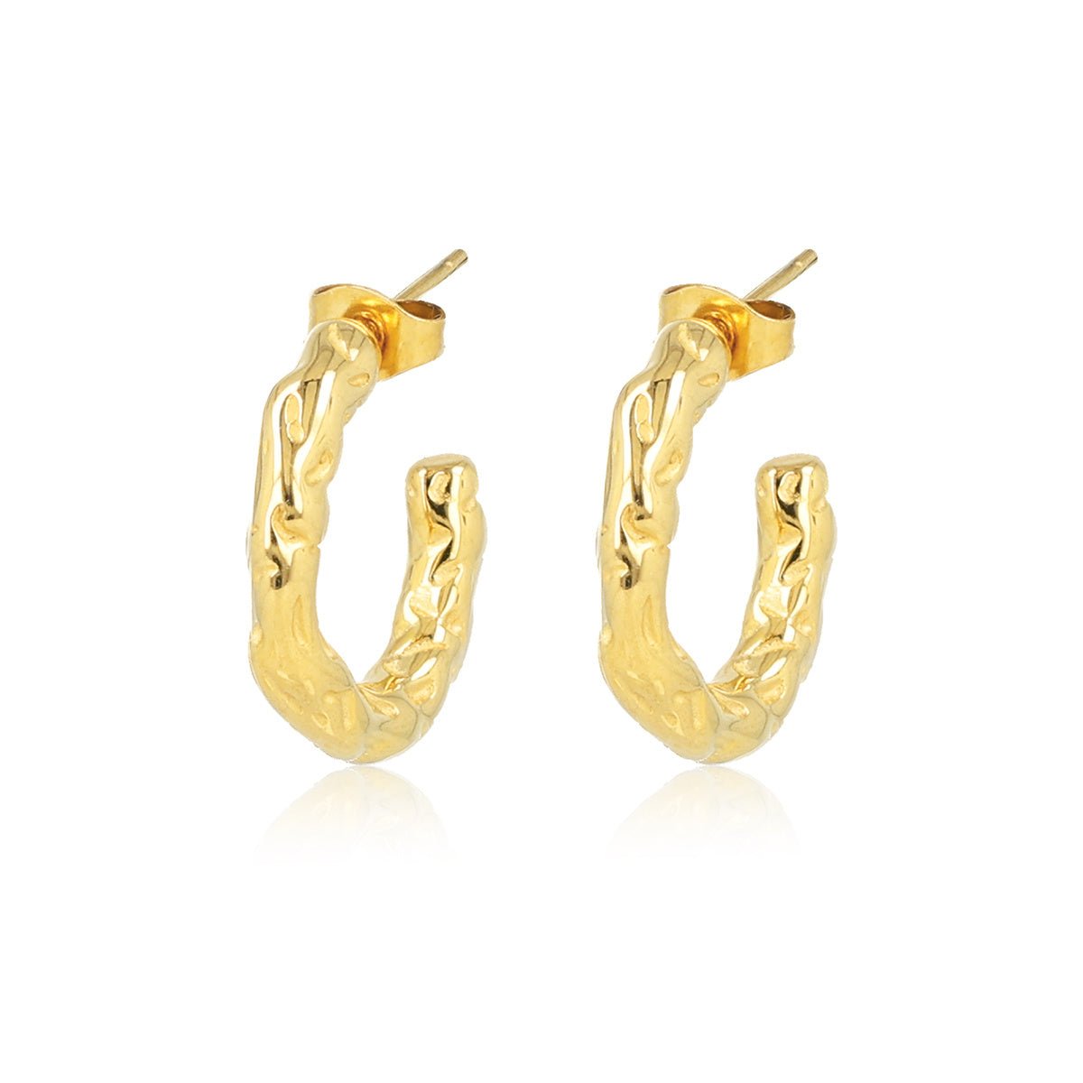 Gouden oorstekers met unieke structuur - My Bendel - My Bendel