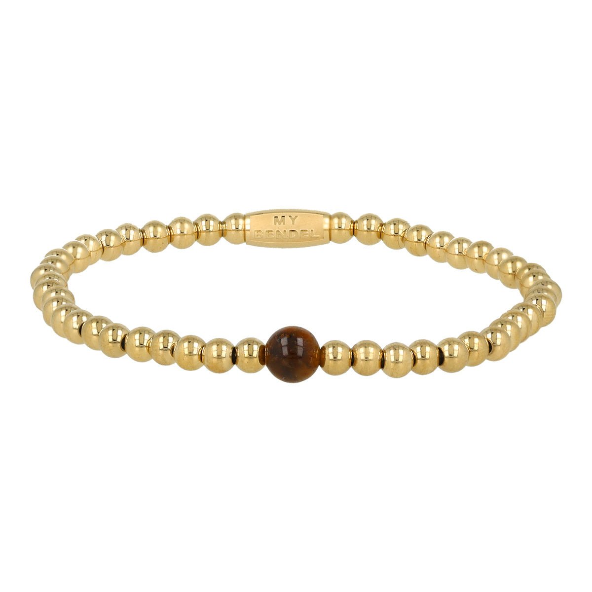 Elastische kralenarmband met Tiger Eye - My Bendel - My Bendel