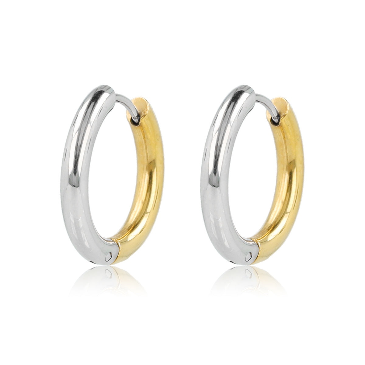Kleine oorringen bicolor – zilver & goud