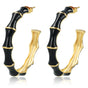 Gouden Hoops met Zwarte Bamboo Look