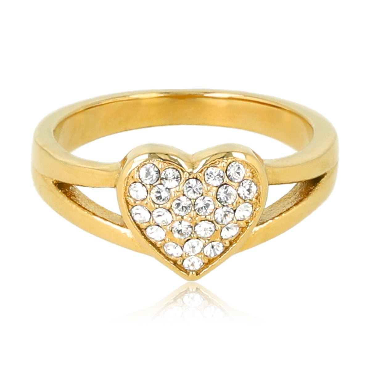 Gouden ring met zirkonia hart - My Bendel - My Bendel