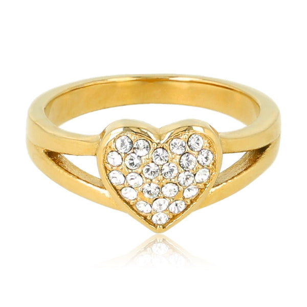 Gouden ring met zirkonia hart - My Bendel - My Bendel